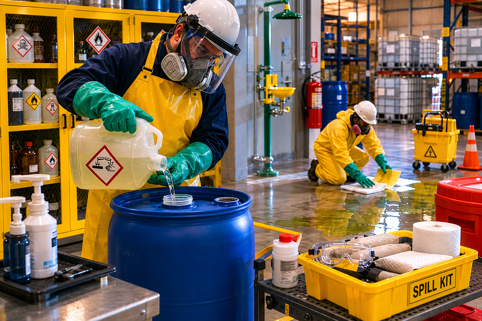 Chlorine, Cadmium, Chromium, Lead, Acids, Alkalines….etc.