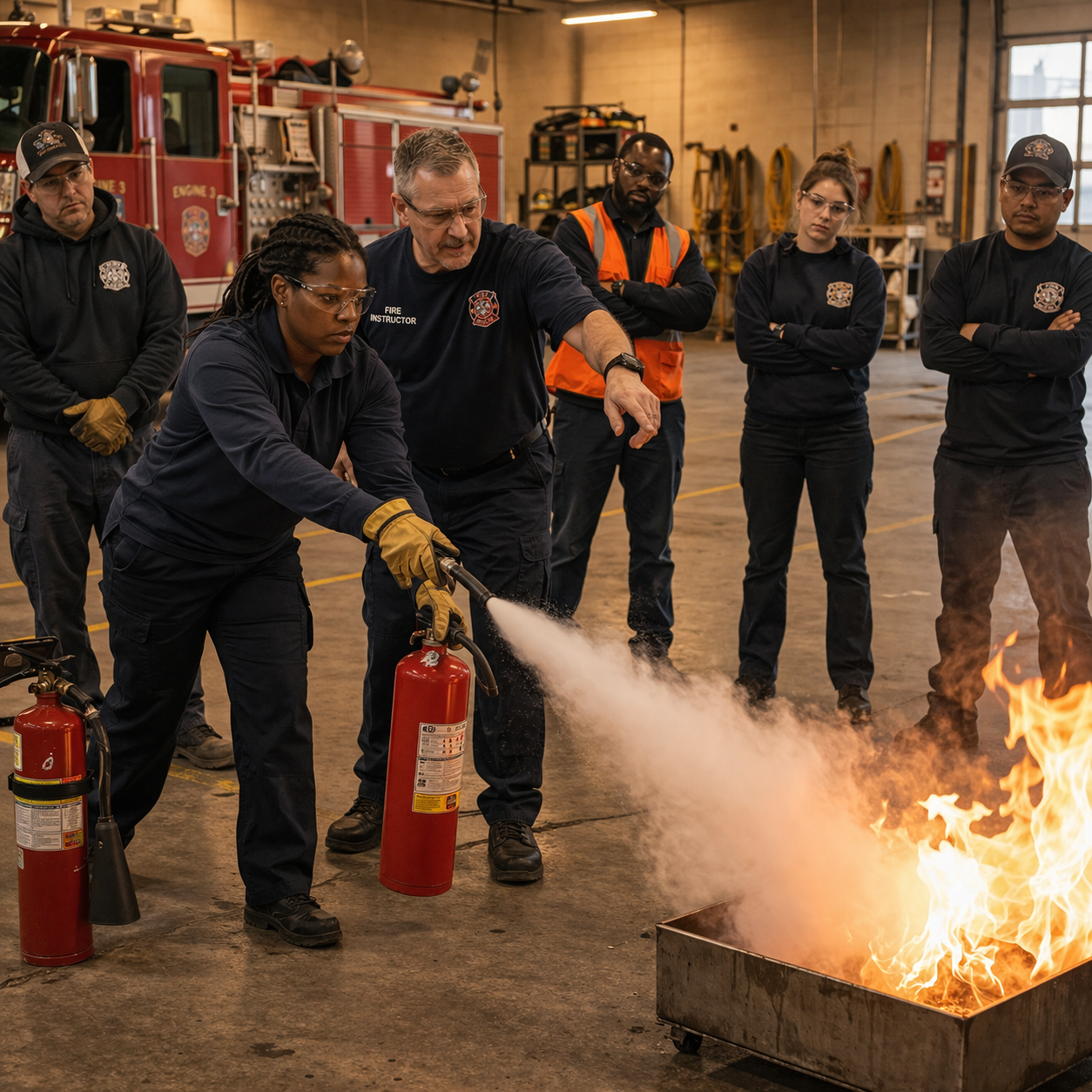 Fire extinguisher training in action
