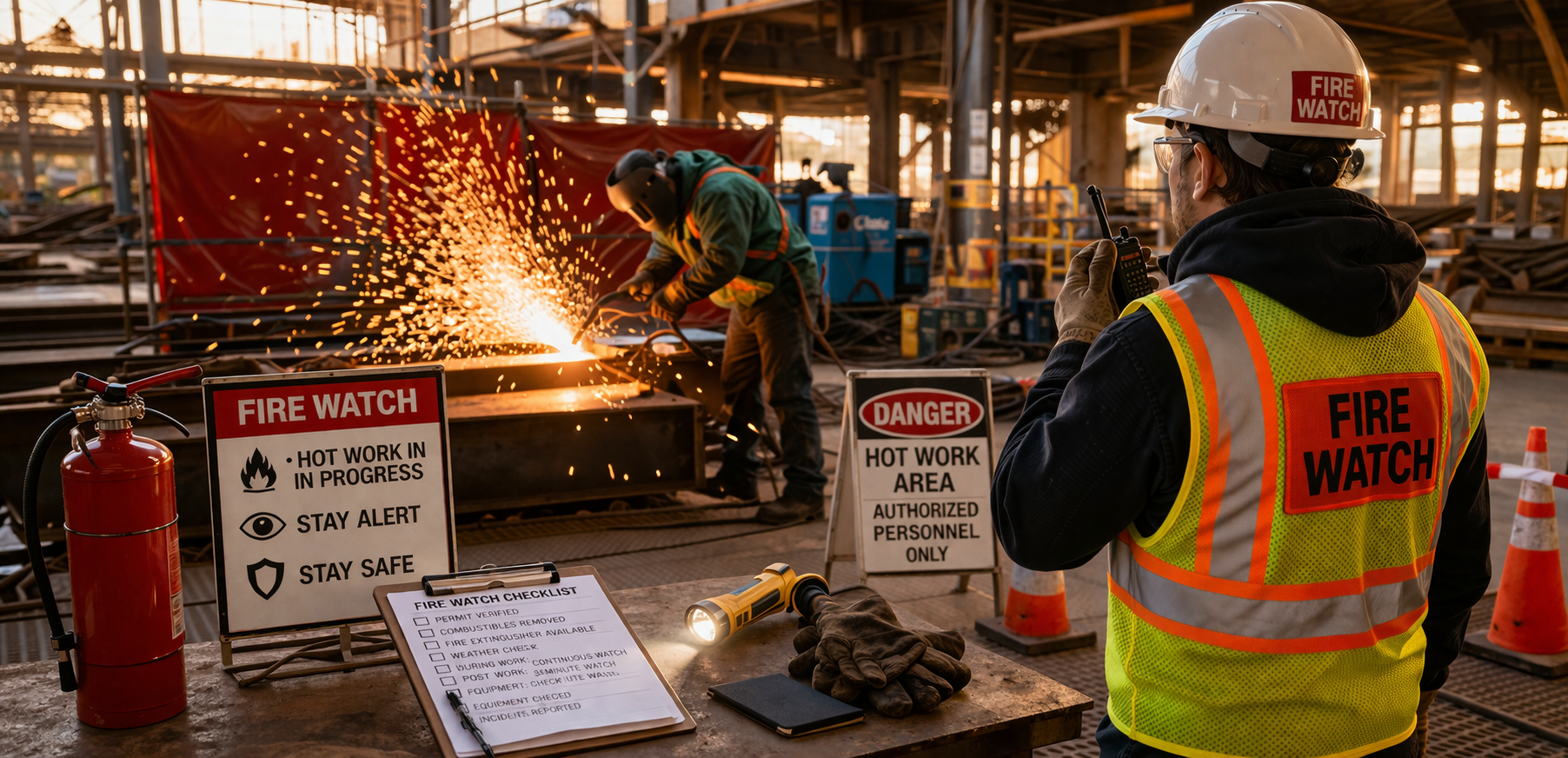 Industrial fire watch during hot work